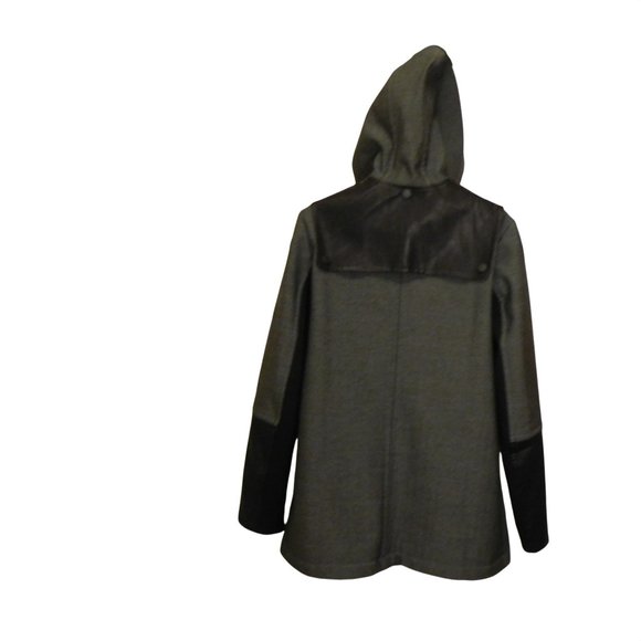 BCBGeneration Gray and Black Polyester and Faux Leather Jacket with hood - Picture 4 of 10